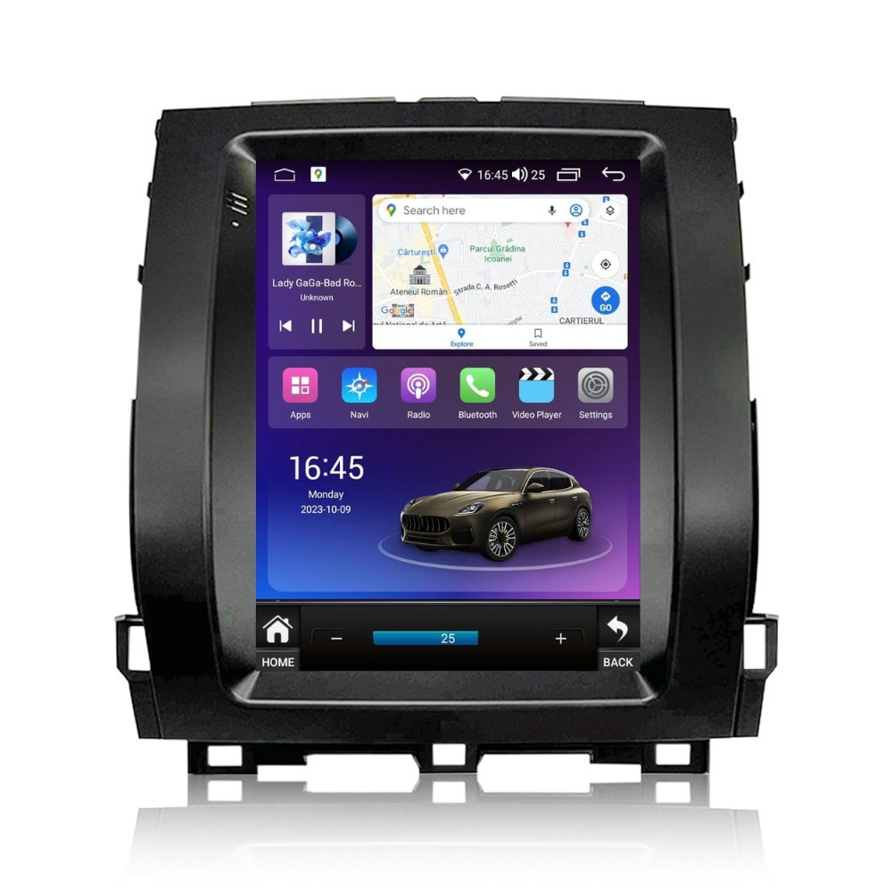 Navigatie dedicata cu Android tip tesla Toyota Land Cruiser Prado J120 2002 - 2010, 8GB RAM, Radio GPS Dual Zone, Touchscreen IPS 9.7" HD, Internet Wi-Fi si slot SIM 4G, Bluetooth, MirrorLink, USB