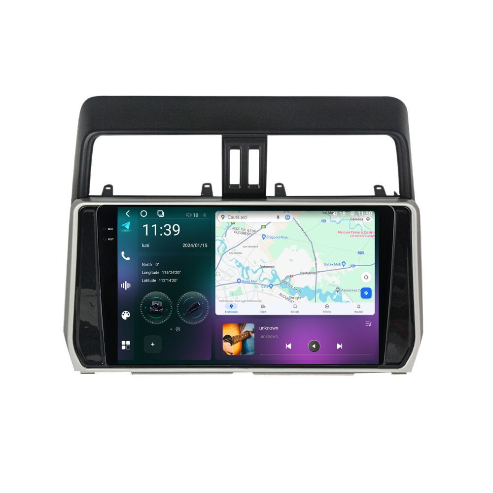 Navigatie dedicata cu Android Toyota Land Cruiser Prado J150 dupa 2017, 12GB RAM, Radio GPS Dual Zone, Display 2K QLED 10.36" Touchscreen, Internet Wi-Fi si slot SIM 4G, Bluetooth, MirrorLin