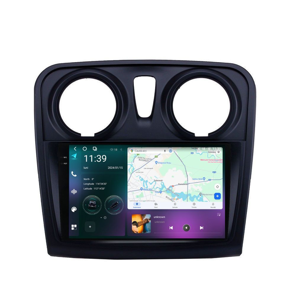 Navigatie dedicata cu Android Dacia Sandero II 2012 - 2020, 12GB RAM, Radio GPS Dual Zone, Display 2K QLED 9.5" Touchscreen, Internet Wi-Fi si slot SIM 4G, Bluetooth, MirrorLink, USB