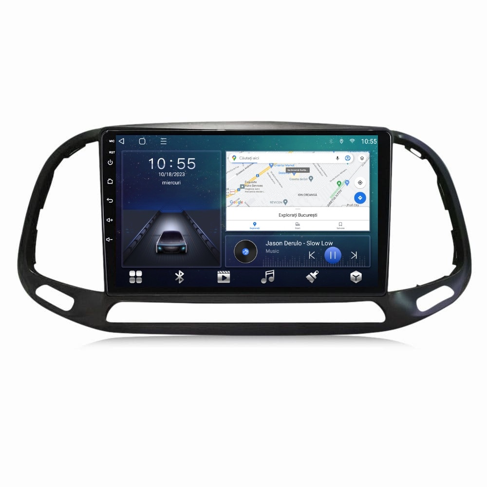 Navigatie dedicata cu Android Fiat Doblo 2015 - 2022, 2GB RAM, Radio GPS Dual Zone, Display HD QLED 9" Touchscreen, Internet Wi-Fi si slot SIM 4G, Bluetooth, MirrorLink, USB
