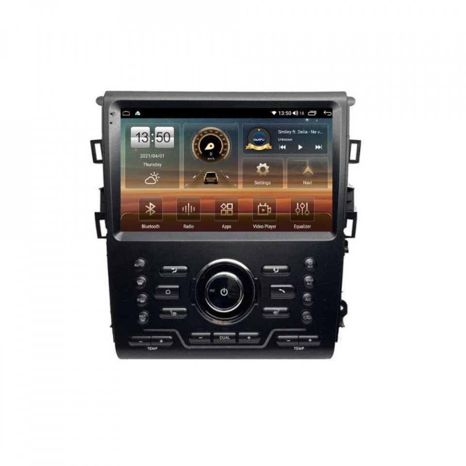 Navigatie dedicata cu Android Ford Mondeo V dupa 2014 cu navigatie originala, 6GB RAM, Radio GPS Dual Zone, Display HD QLED 9" Touchscreen, Internet Wi-Fi si slot SIM 4G, Bluetooth, MirrorLink, USB