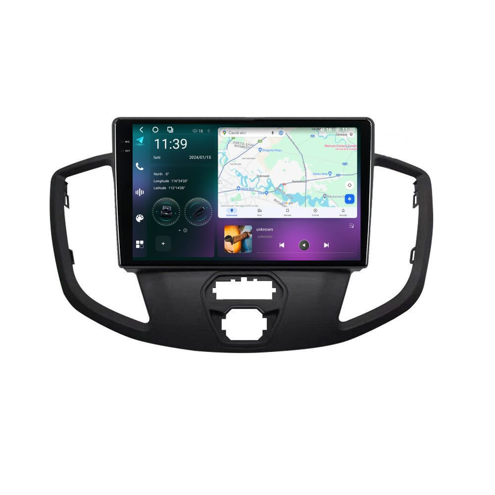 Navigatie dedicata cu Android Ford Transit 2014 - 2020, 12GB RAM, Radio GPS Dual Zone, Display 2K QLED 9.5" Touchscreen, Internet Wi-Fi si slot SIM 4G, Bluetooth, MirrorLink, USB