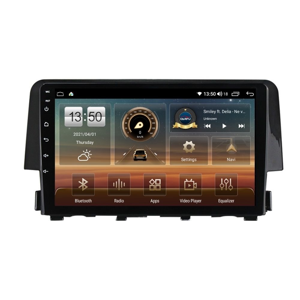 Navigatie dedicata cu Android Honda Civic X 2015 - 2021, 4GB RAM, Radio GPS Dual Zone, Display HD QLED 9" Touchscreen, Internet Wi-Fi si slot SIM 4G, Bluetooth, MirrorLink, USB