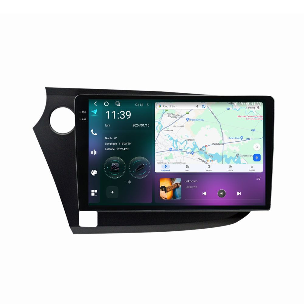 Navigatie dedicata cu Android Honda Insight 2009 - 2014 , 12GB RAM, Radio GPS Dual Zone, Display 2K QLED 9.5" Touchscreen, Internet Wi-Fi si slot SIM 4G, Bluetooth, MirrorLink, USB