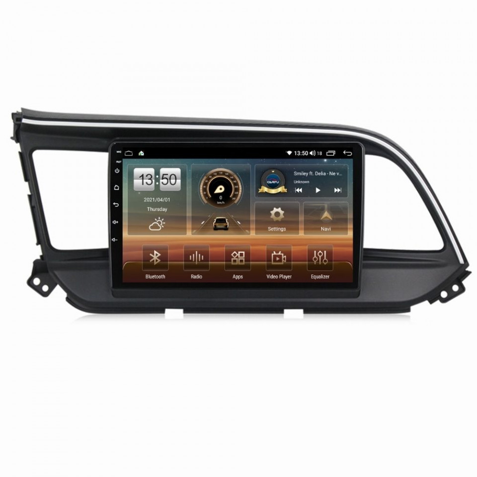 Navigatie dedicata cu Android Hyundai Elantra VI 2019 - 2020, 8GB RAM, Radio GPS Dual Zone, Display HD QLED 9" Touchscreen, Internet Wi-Fi si slot SIM 4G, Bluetooth, MirrorLink, USB