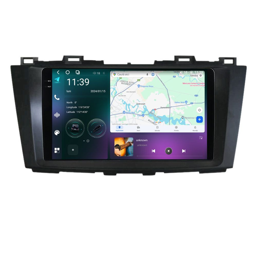 Navigatie dedicata cu Android Mazda 5 2010 - 2017, 12GB RAM, Radio GPS Dual Zone, Display 2K QLED 9.5" Touchscreen, Internet Wi-Fi si slot SIM 4G, Bluetooth, MirrorLink, USB
