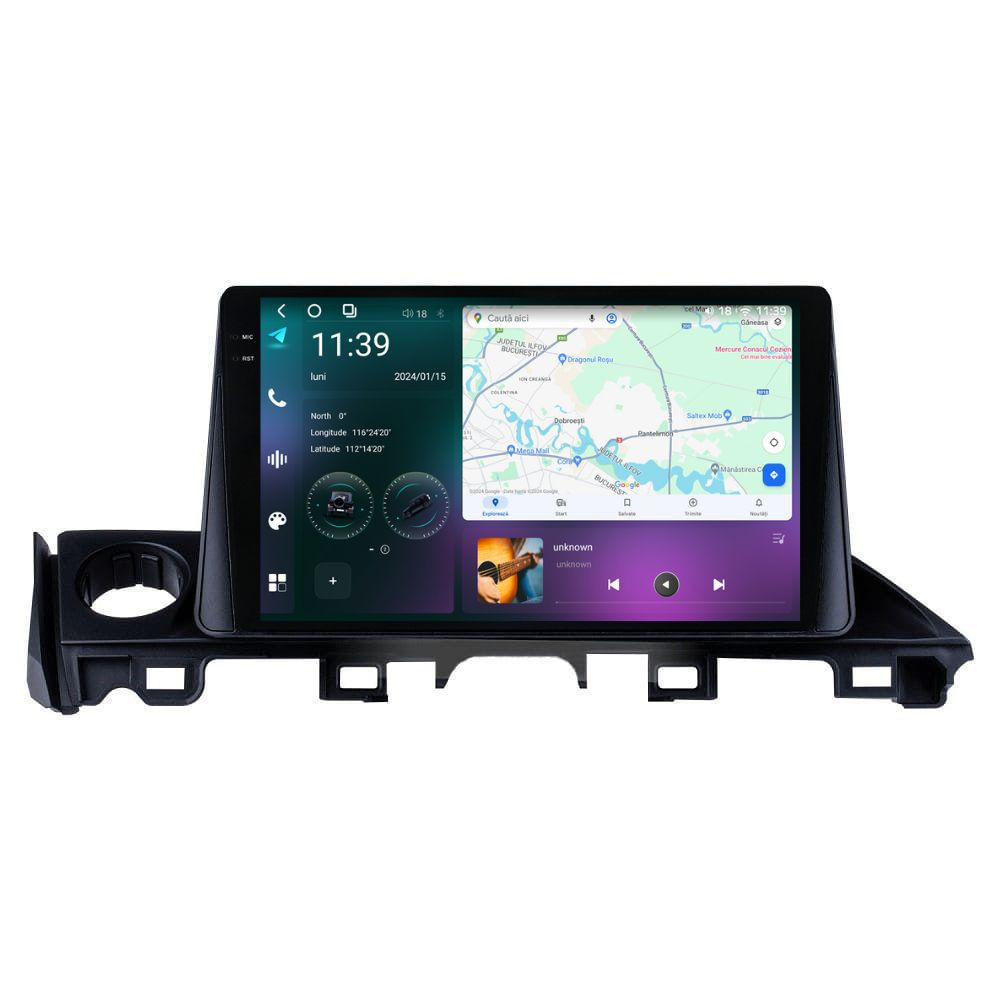 Navigatie dedicata cu Android Mazda 6 2015 - 2018, 12GB RAM, Radio GPS Dual Zone, Display 2K QLED 9.5" Touchscreen, Internet Wi-Fi si slot SIM 4G, Bluetooth, MirrorLink, USB