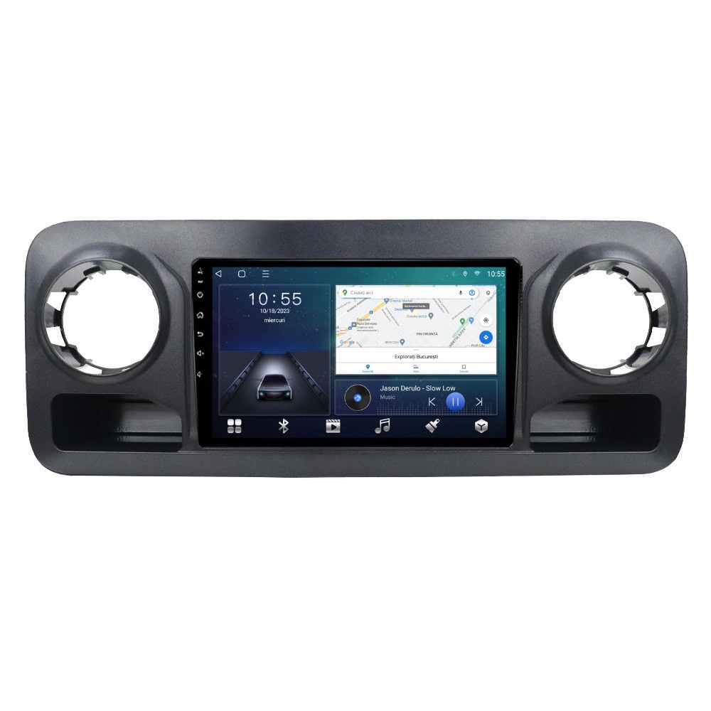 Navigatie dedicata cu Android Mercedes Sprinter dupa 2018, 2GB RAM, Radio GPS Dual Zone, Display HD QLED 10" Touchscreen, Internet Wi-Fi si slot SIM 4G, Bluetooth, MirrorLink, USB