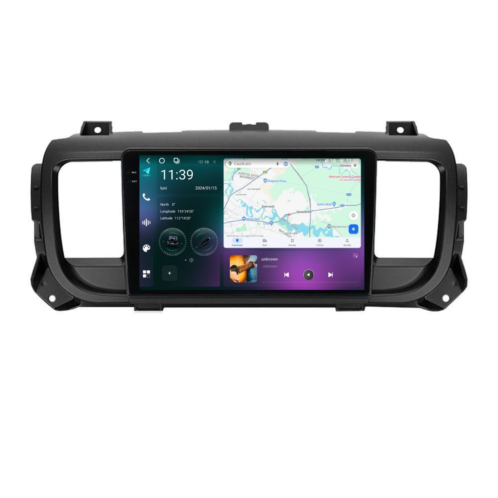 Navigatie dedicata cu Android Peugeot Expert dupa 2016, 12GB RAM, Radio GPS Dual Zone, Display 2K QLED 9.5" Touchscreen, Internet Wi-Fi si slot SIM 4G, Bluetooth, MirrorLink, USB