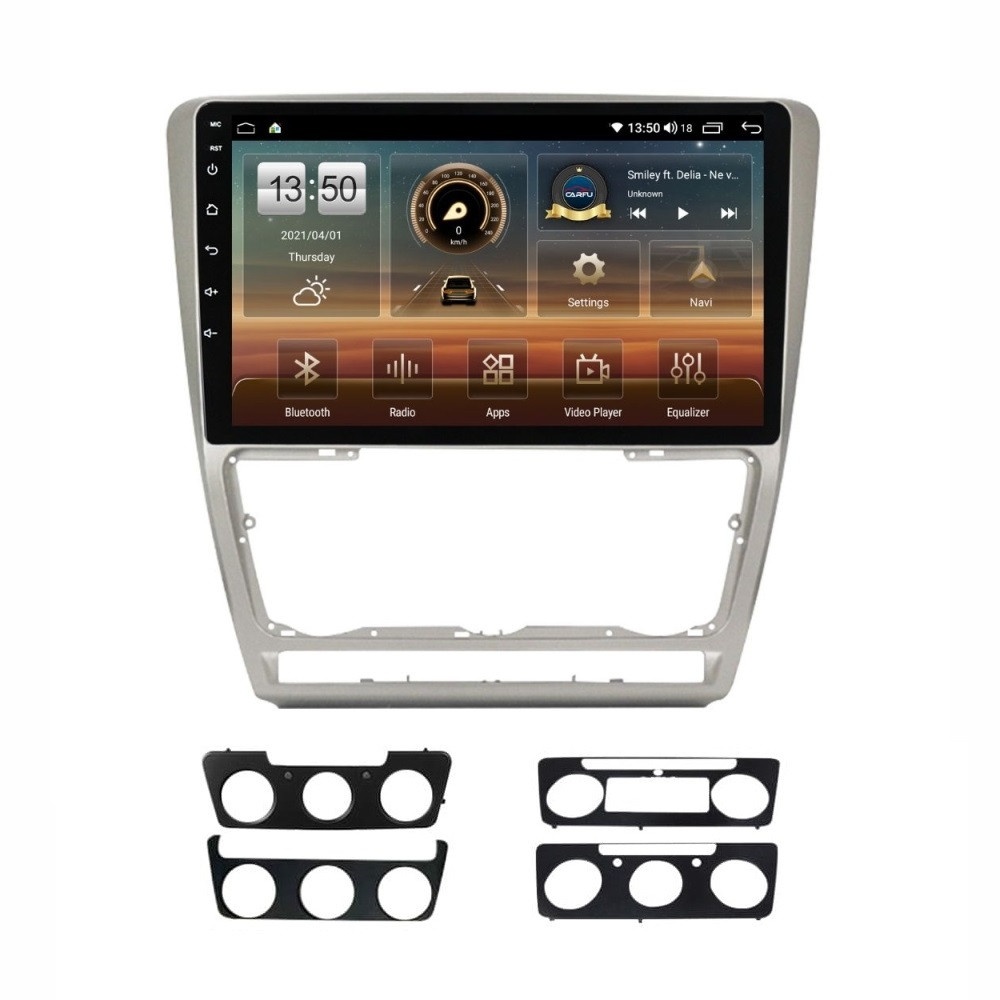 Navigatie dedicata cu Android Skoda Octavia II 2004 - 2013, gri, 4GB RAM, Radio GPS Dual Zone, Display HD QLED 10" Touchscreen, Internet Wi-Fi si slot SIM 4G, Bluetooth, MirrorLink, USB