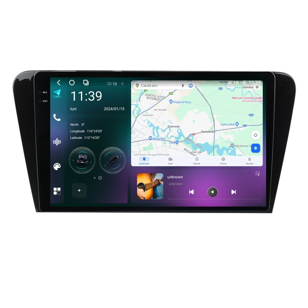 Navigatie dedicata cu Android Skoda Octavia III 2013 - 2020, 12GB RAM, Radio GPS Dual Zone, Display 2K QLED 10.36" Touchscreen, Internet Wi-Fi si slot SIM 4G, Bluetooth, MirrorLink, USB