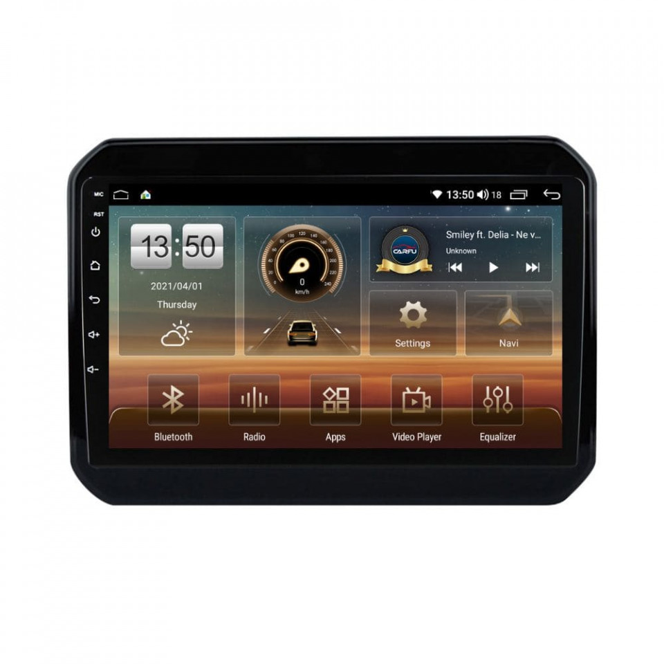 Navigatie dedicata cu Android Suzuki Ignis III dupa 2016, 8GB RAM, Radio GPS Dual Zone, Display HD QLED 9" Touchscreen, Internet Wi-Fi si slot SIM 4G, Bluetooth, MirrorLink, USB
