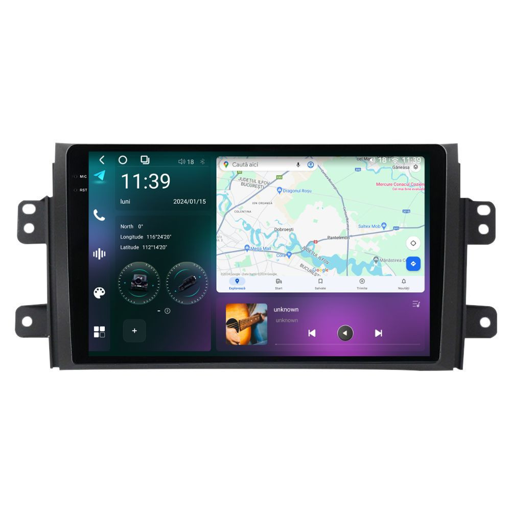 Navigatie dedicata cu Android Suzuki SX4 2006 - 2014, 12GB RAM, Radio GPS Dual Zone, Display 2K QLED 9.5" Touchscreen, Internet Wi-Fi si slot SIM 4G, Bluetooth, MirrorLink, USB