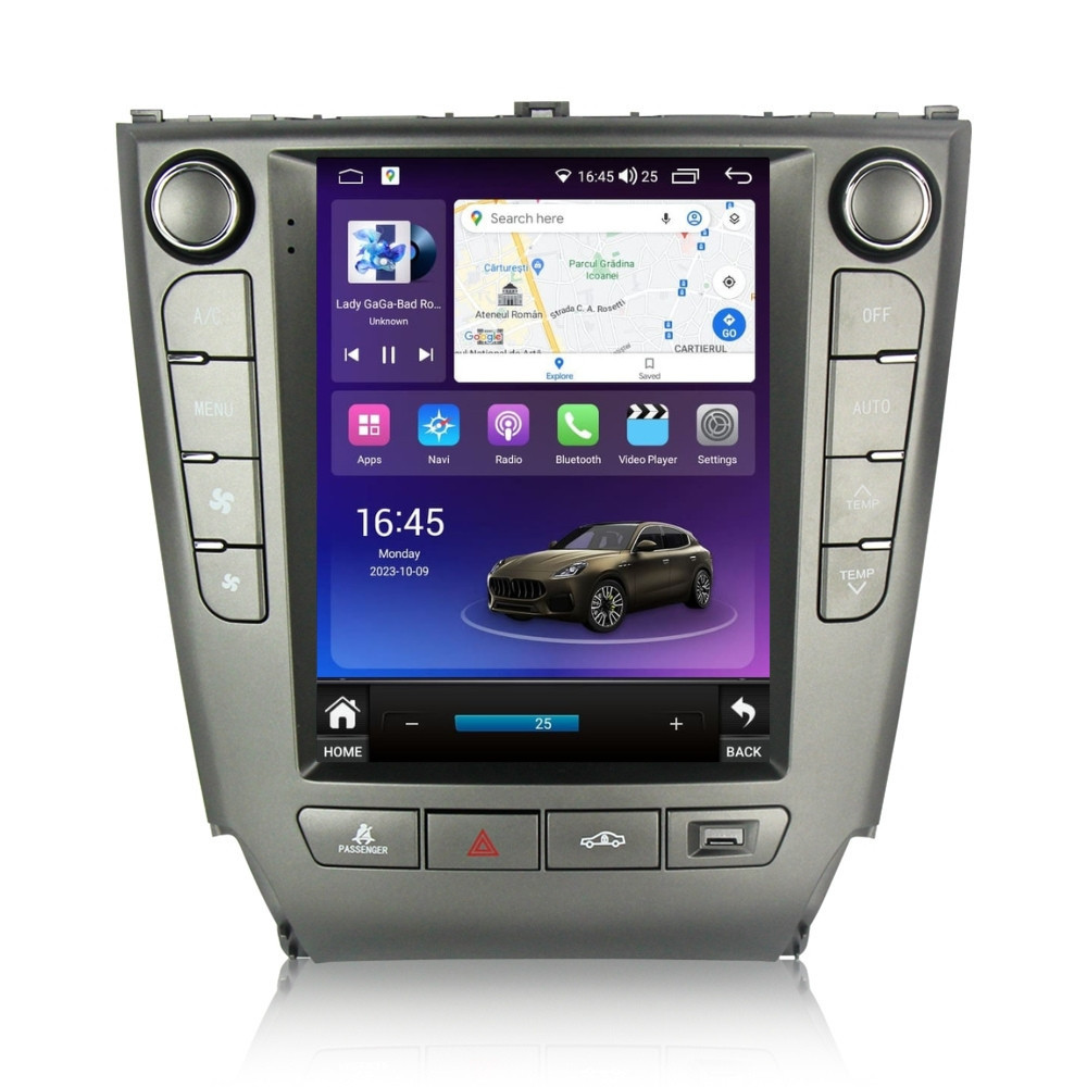 Navigatie dedicata cu Android tip tesla Lexus IS 2005 - 2013, 8GB RAM, Radio GPS Dual Zone, Touchscreen IPS 9.7" HD, Internet Wi-Fi si slot SIM 4G, Bluetooth, MirrorLink, USB