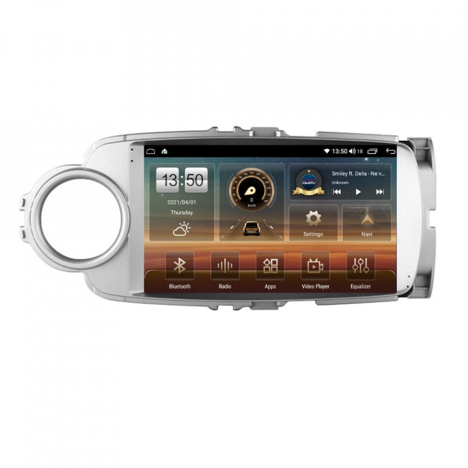 Navigatie dedicata cu Android Toyota Yaris P13 2011 - 2018, 8GB RAM, Radio GPS Dual Zone, Display HD QLED 9" Touchscreen, Internet Wi-Fi si slot SIM 4G, Bluetooth, MirrorLink, USB