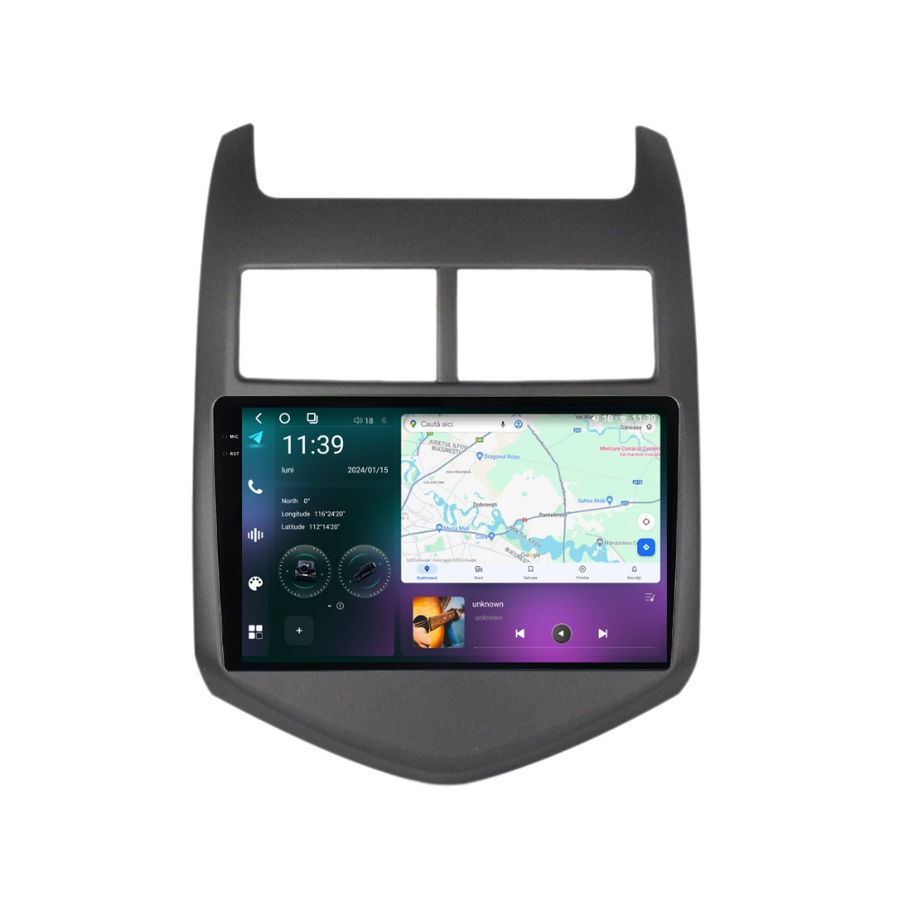 Navigatie dedicata cu Android Chevrolet Aveo 2011 - 2014, 12GB RAM, Radio GPS Dual Zone, Display 2K QLED 9.5" Touchscreen, Internet Wi-Fi si slot SIM 4G, Bluetooth, MirrorLink, USB