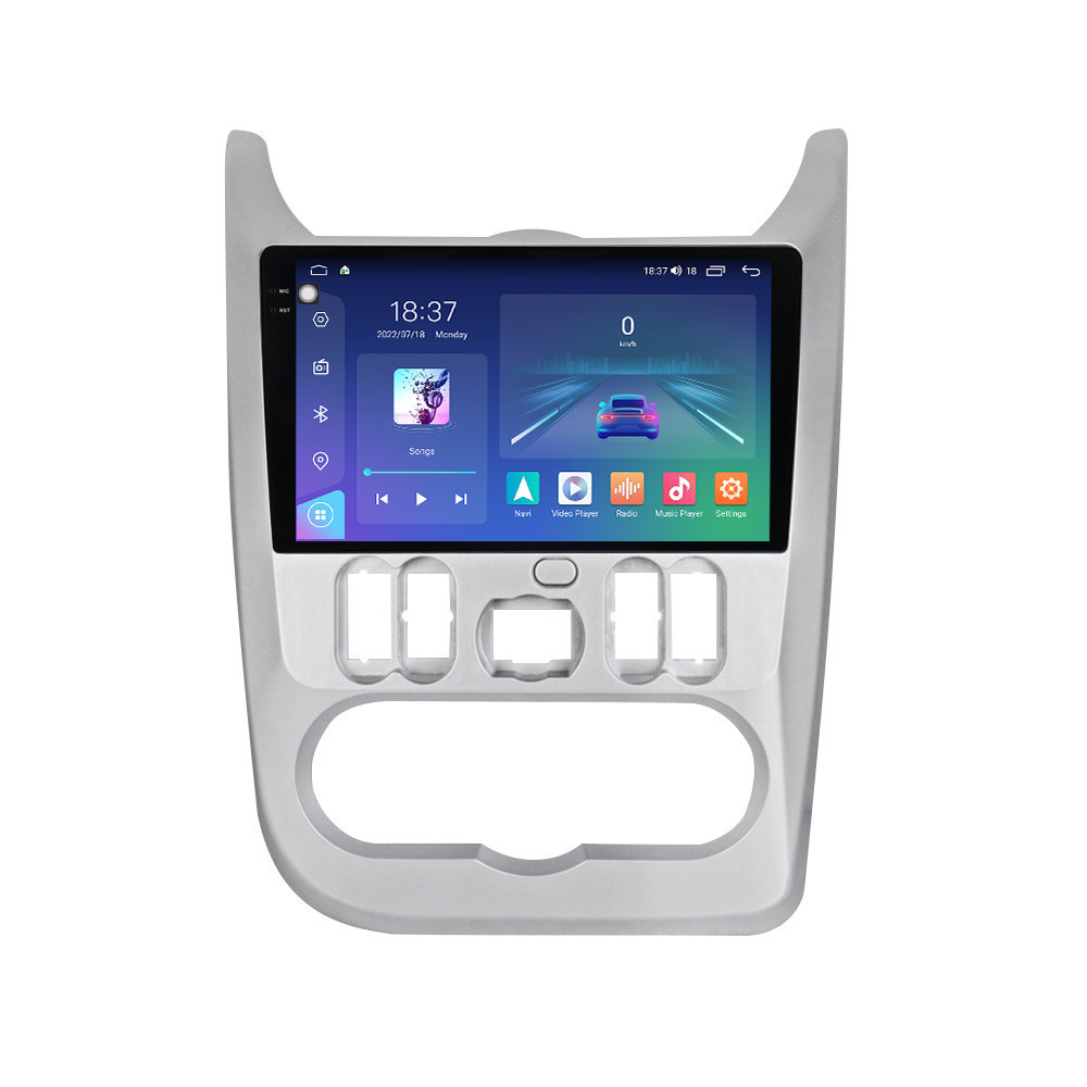 Navigatie dedicata cu Android Dacia Logan I 2008 - 2013, 4GB RAM, Radio GPS Dual Zone, Display 2K QLED 9.5" Touchscreen, Internet Wi-Fi si slot SIM 4G, Bluetooth, MirrorLink, USB