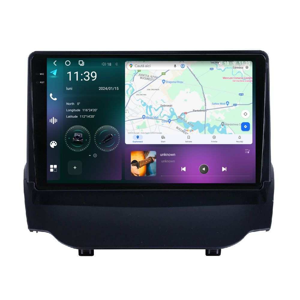 Navigatie dedicata cu Android Ford Ecosport 2012 - 2018, 12GB RAM, Radio GPS Dual Zone, Display 2K QLED 9.5" Touchscreen, Internet Wi-Fi si slot SIM 4G, Bluetooth, MirrorLink, USB