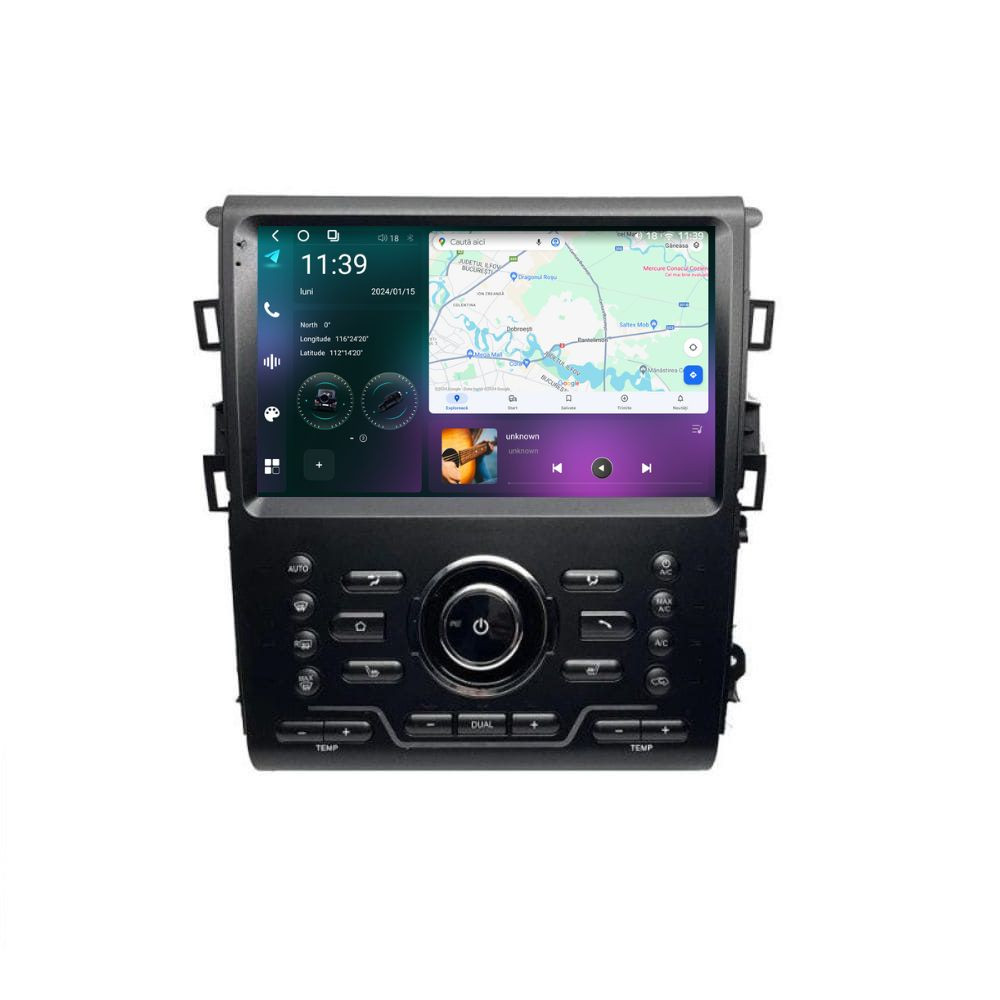 Navigatie dedicata cu Android Ford Mondeo V dupa 2014 cu navigatie originala, 12GB RAM, Radio GPS Dual Zone, Display 2K QLED 9.5" Touchscreen, Internet Wi-Fi si slot SIM 4G, Bluetooth, MirrorLink, USB
