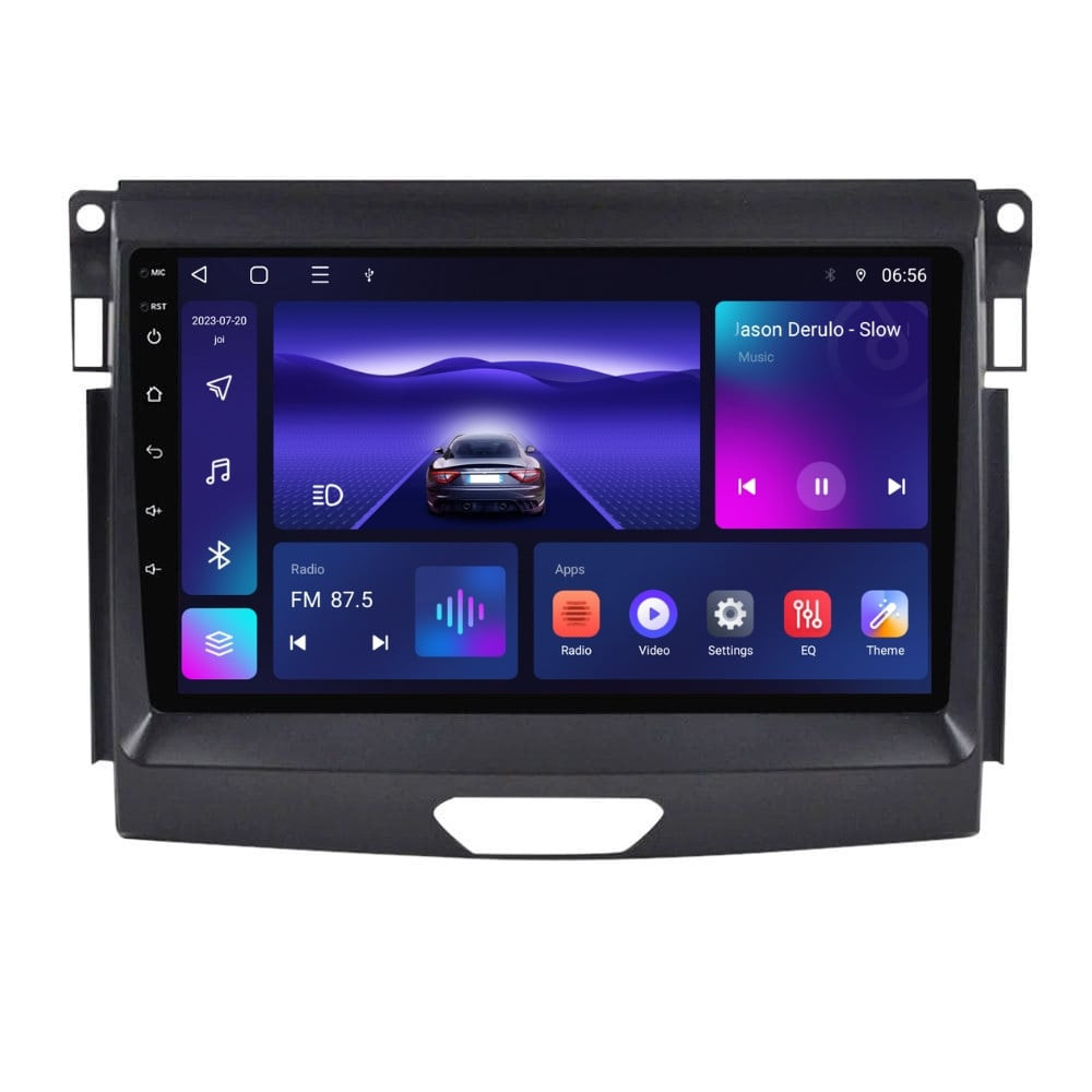 Navigatie dedicata cu Android Ford Ranger dupa 2015 fara navigatie originala, 3GB RAM, Radio GPS Dual Zone, Display HD QLED 9" Touchscreen, Internet Wi-Fi si slot SIM 4G, Bluetooth, MirrorLink, USB
