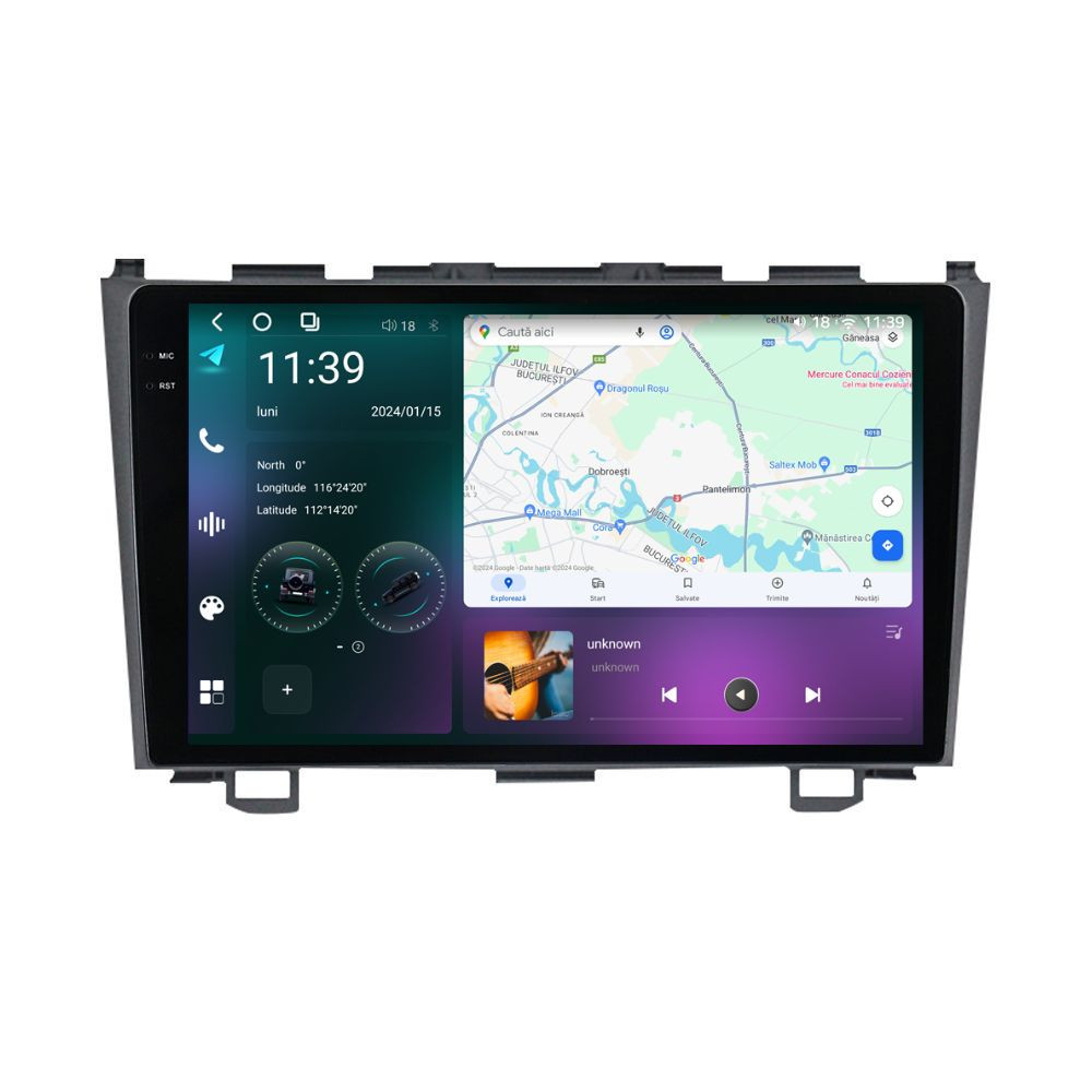 Navigatie dedicata cu Android Honda CR-V III 2006 - 2012, 12GB RAM, Radio GPS Dual Zone, Display 2K QLED 9.5" Touchscreen, Internet Wi-Fi si slot SIM 4G, Bluetooth, MirrorLink, USB