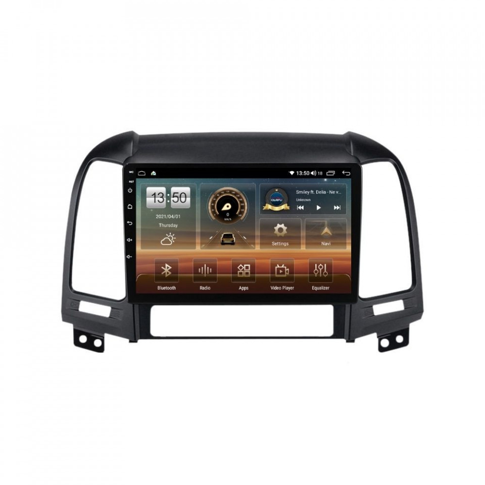 Navigatie dedicata cu Android Hyundai Santa Fe II 2006 - 2012, 6GB RAM, Radio GPS Dual Zone, Display HD QLED 9" Touchscreen, Internet Wi-Fi si slot SIM 4G, Bluetooth, MirrorLink, USB