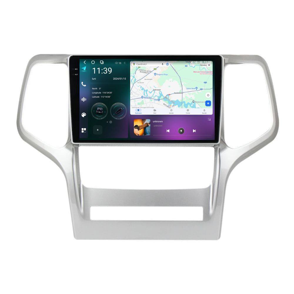 Navigatie dedicata cu Android Jeep Grand Cherokee IV 2011 - 2014, 12GB RAM, Radio GPS Dual Zone, Display 2K QLED 9.5" Touchscreen, Internet Wi-Fi si slot SIM 4G, Bluetooth, MirrorLink, USB