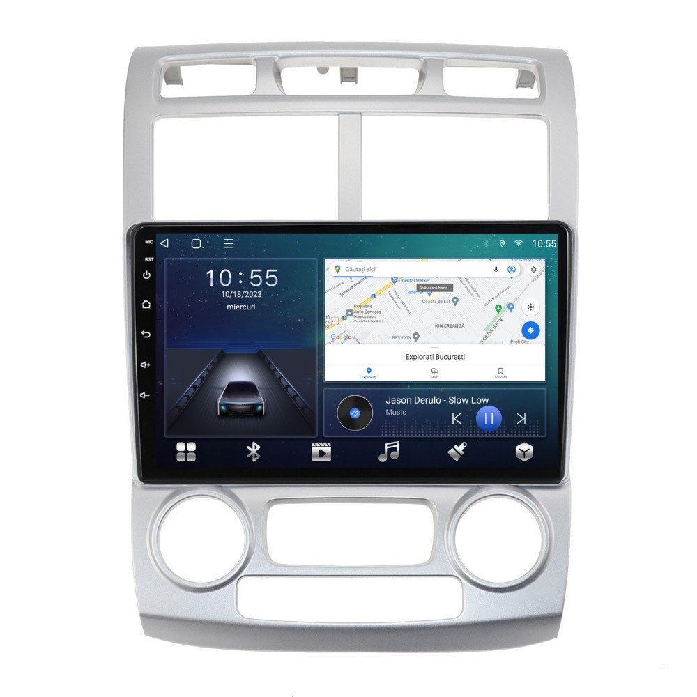 Navigatie dedicata cu Android KIA Sportage 2004 - 2010 fabricata in Coreea, clima automata, 2GB RAM, Radio GPS Dual Zone, Display HD QLED 9" Touchscreen, Internet Wi-Fi si slot SIM 4G, Bluet
