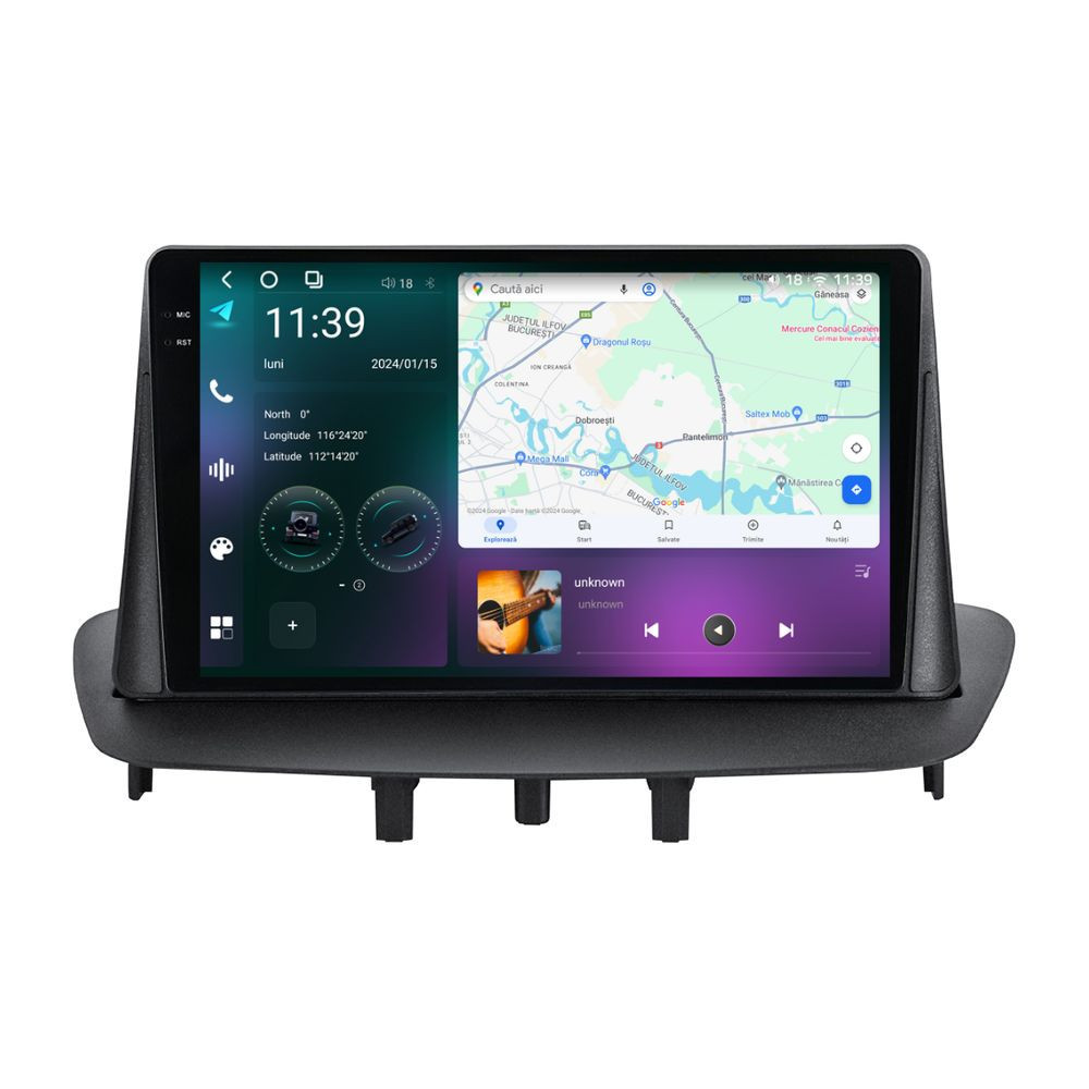 Navigatie dedicata cu Android Renault Fluence 2009 - 2016, 12GB RAM, Radio GPS Dual Zone, Display 2K QLED 9.5" Touchscreen, Internet Wi-Fi si slot SIM 4G, Bluetooth, MirrorLink, USB