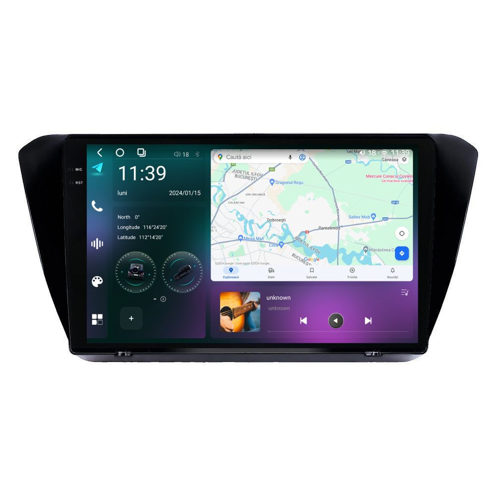 Navigatie dedicata cu Android Skoda Superb III 2015 - 2017, 12GB RAM, Radio GPS Dual Zone, Display 2K QLED 10.36" Touchscreen, Internet Wi-Fi si slot SIM 4G, Bluetooth, MirrorLink, USB