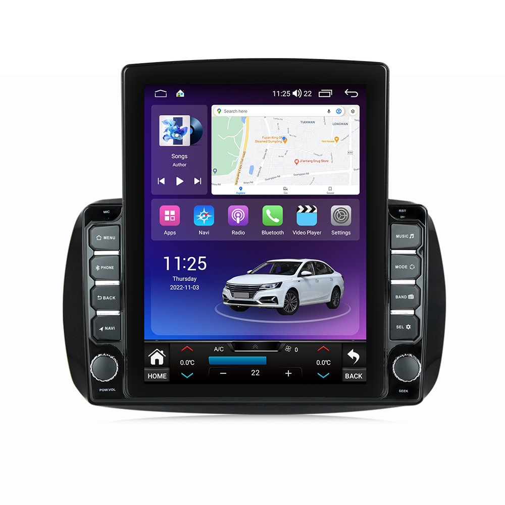 Navigatie dedicata cu Android Smart Fortwo dupa 2014, 8GB RAM, Radio GPS Dual Zone, Touchscreen IPS 9.7" HD tip Tesla, Internet Wi-Fi si slot SIM 4G, Bluetooth, MirrorLink, USB