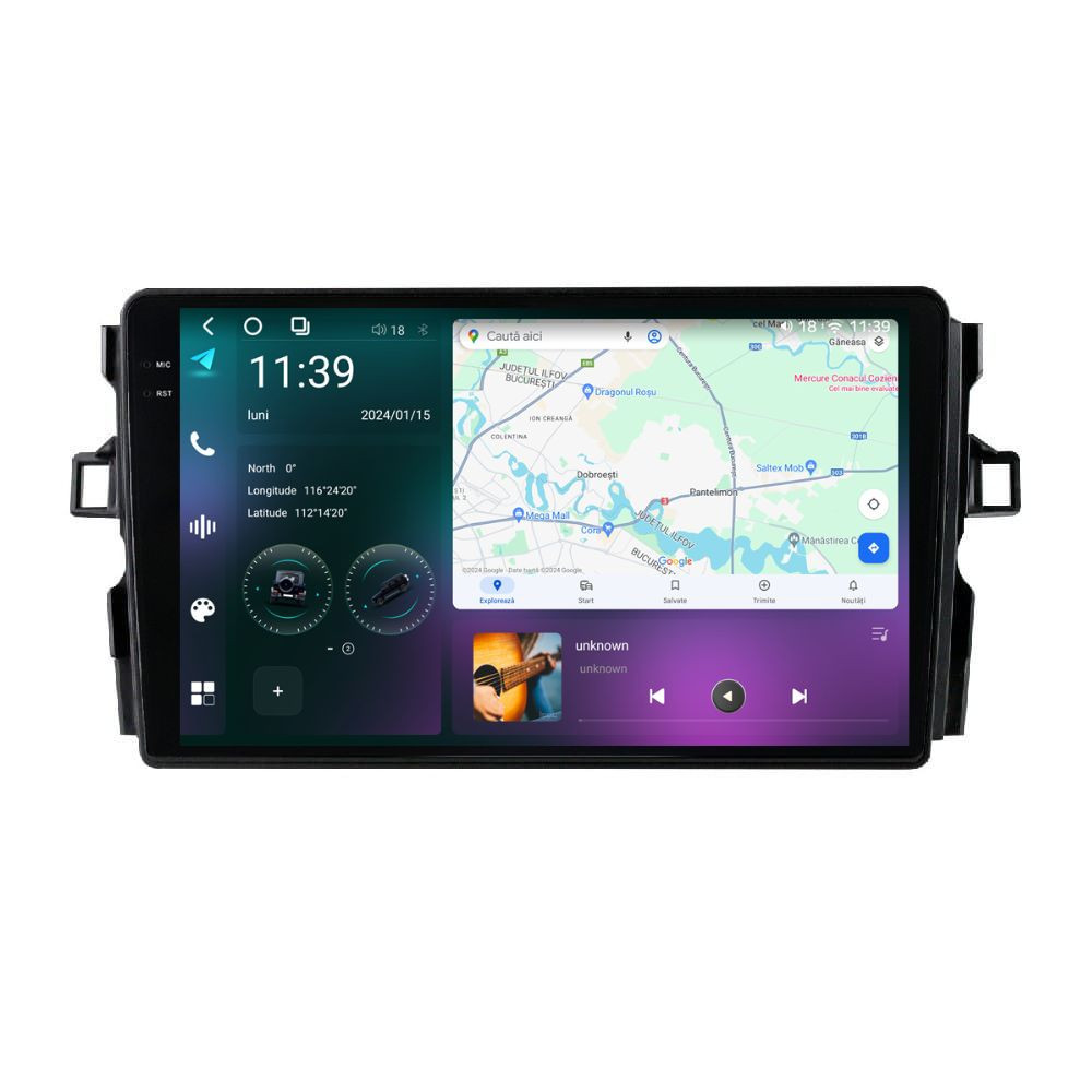Navigatie dedicata cu Android Toyota Auris 2006 - 2012, 12GB RAM, Radio GPS Dual Zone, Display 2K QLED 9.5" Touchscreen, Internet Wi-Fi si slot SIM 4G, Bluetooth, MirrorLink, USB