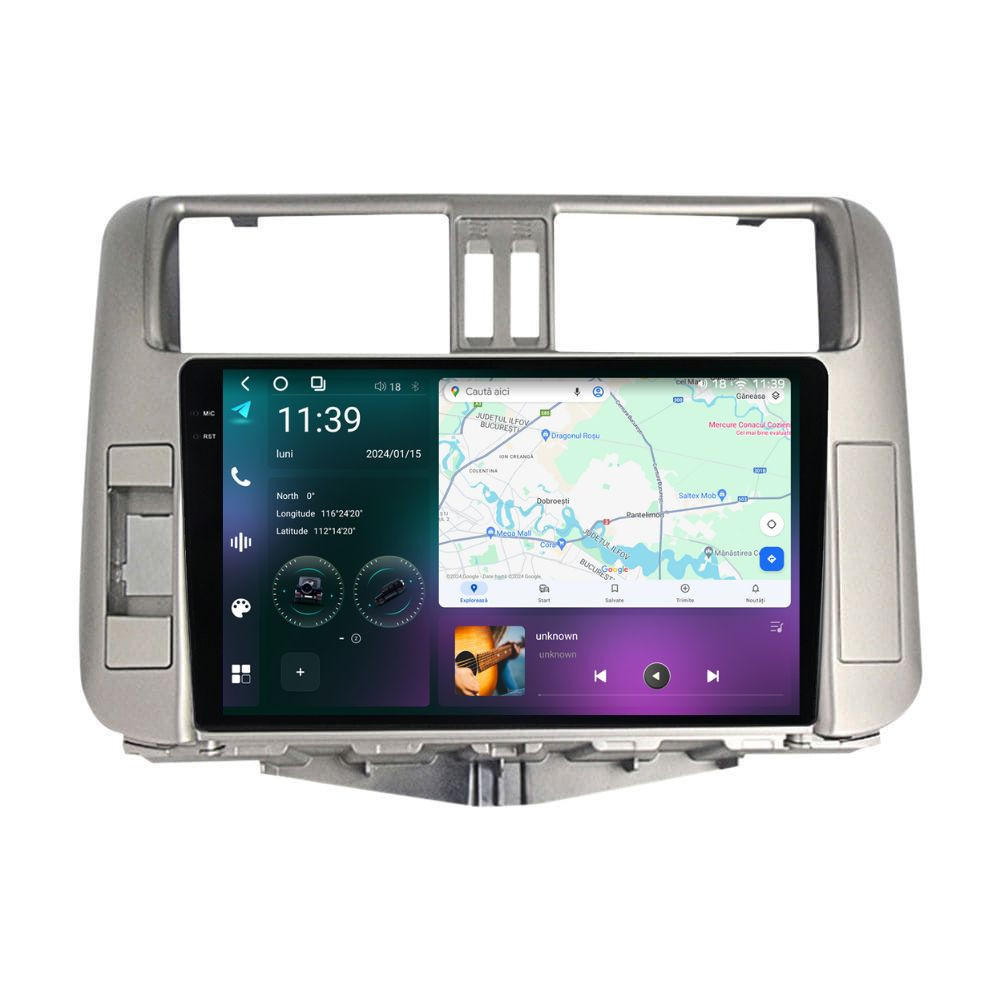 Navigatie dedicata cu Android Toyota Land Cruiser Prado J150 2009 - 2013, 12GB RAM, Radio GPS Dual Zone, Display 2K QLED 9.5" Touchscreen, Internet Wi-Fi si slot SIM 4G, Bluetooth, MirrorLin