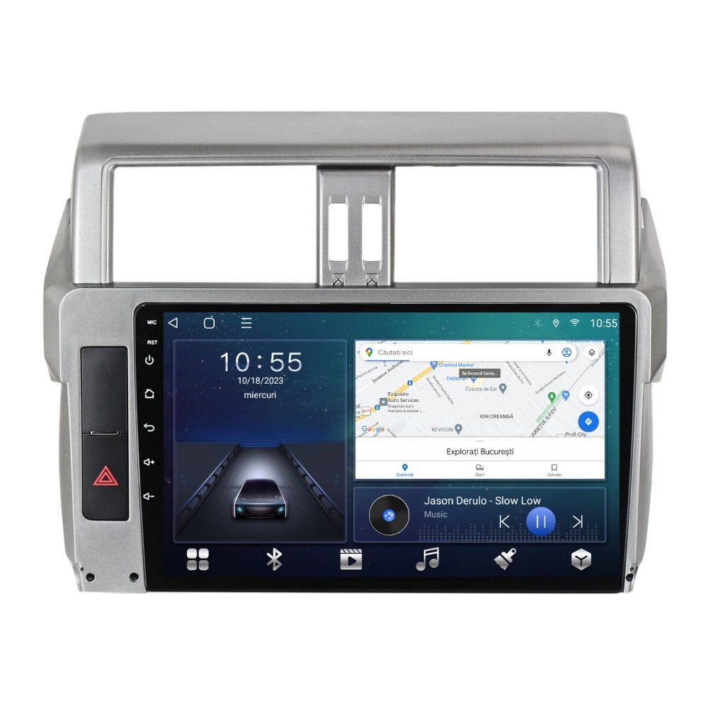 Navigatie dedicata cu Android Toyota Land Cruiser Prado J150 2013 - 2017, 2GB RAM, Radio GPS Dual Zone, Display HD QLED 10" Touchscreen, Internet Wi-Fi si slot SIM 4G, Bluetooth, MirrorLink,