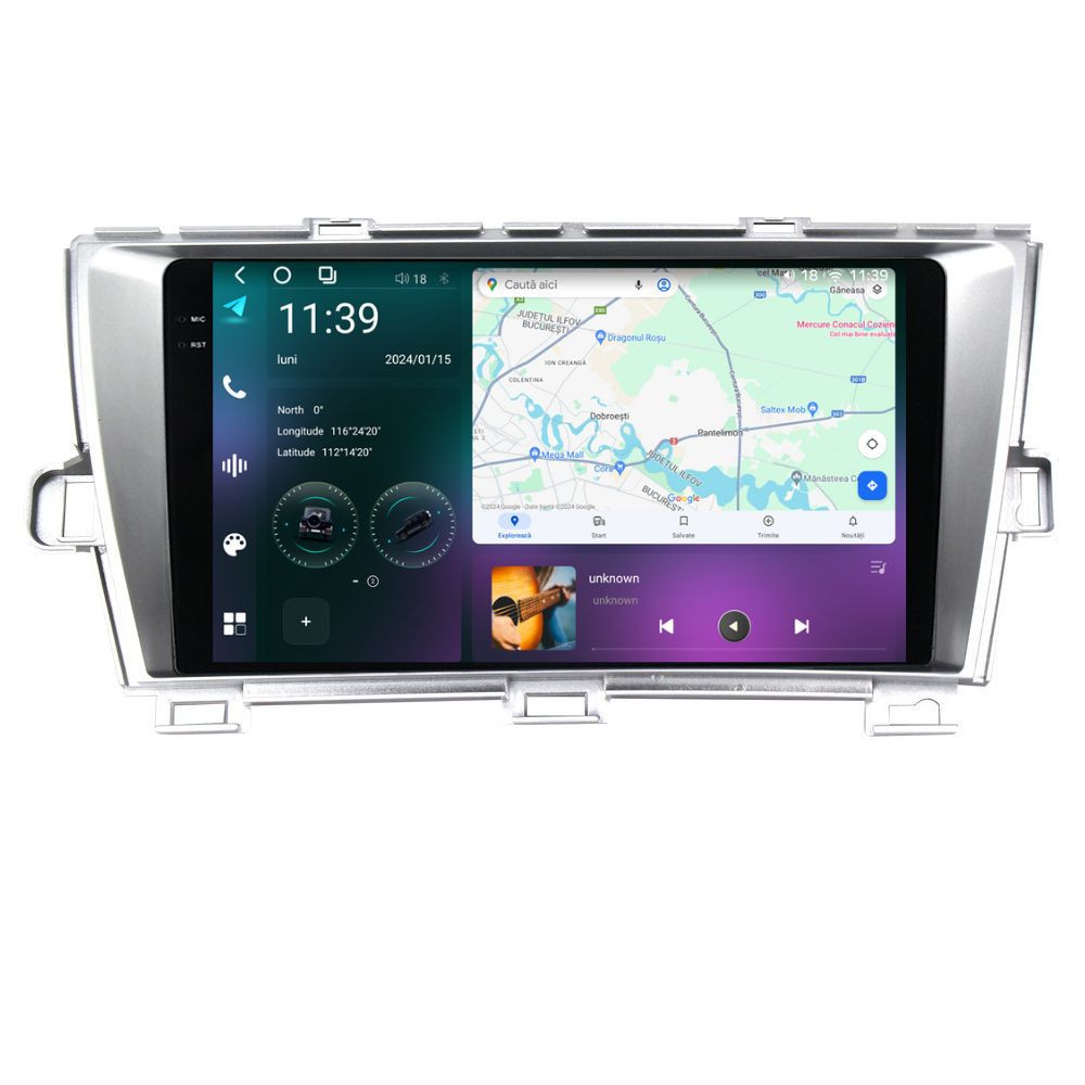 Navigatie dedicata cu Android Toyota Prius 2009 - 2015, 12GB RAM, Radio GPS Dual Zone, Display 2K QLED 9.5" Touchscreen, Internet Wi-Fi si slot SIM 4G, Bluetooth, MirrorLink, USB