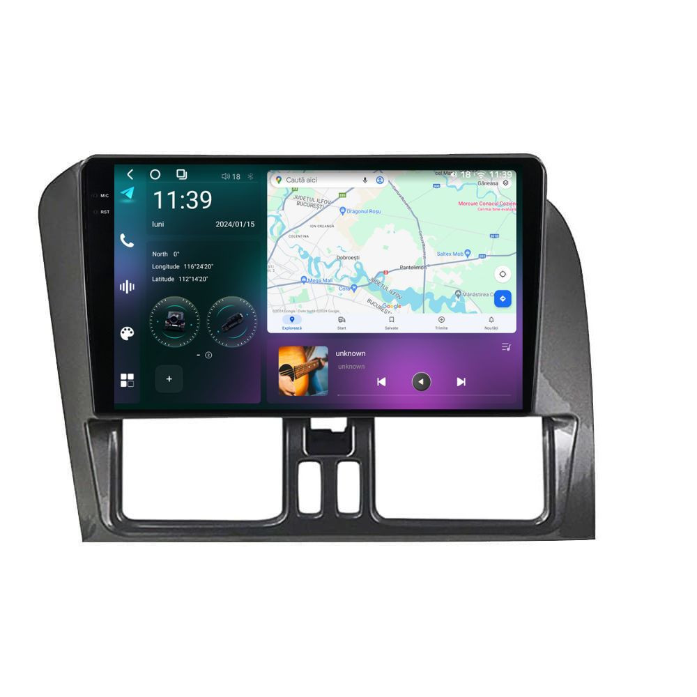 Navigatie dedicata cu Android Volvo XC60 I 2014 - 2017, 12GB RAM, Radio GPS Dual Zone, Display 2K QLED 9.5" Touchscreen, Internet Wi-Fi si slot SIM 4G, Bluetooth, MirrorLink, USB