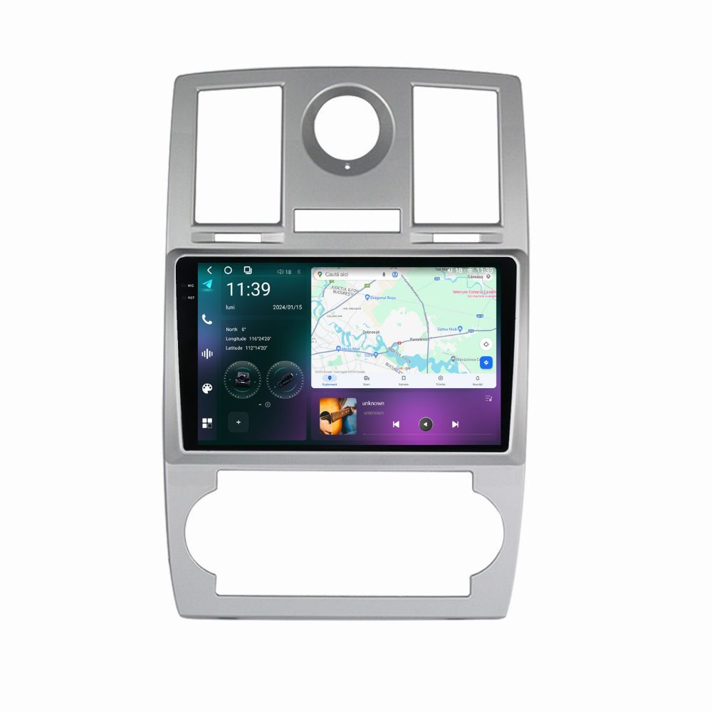 Navigatie dedicata cu Android Chrysler 300C 2004 - 2010, 12GB RAM, Radio GPS Dual Zone, Display 2K QLED 9.5" Touchscreen, Internet Wi-Fi si slot SIM 4G, Bluetooth, MirrorLink, USB