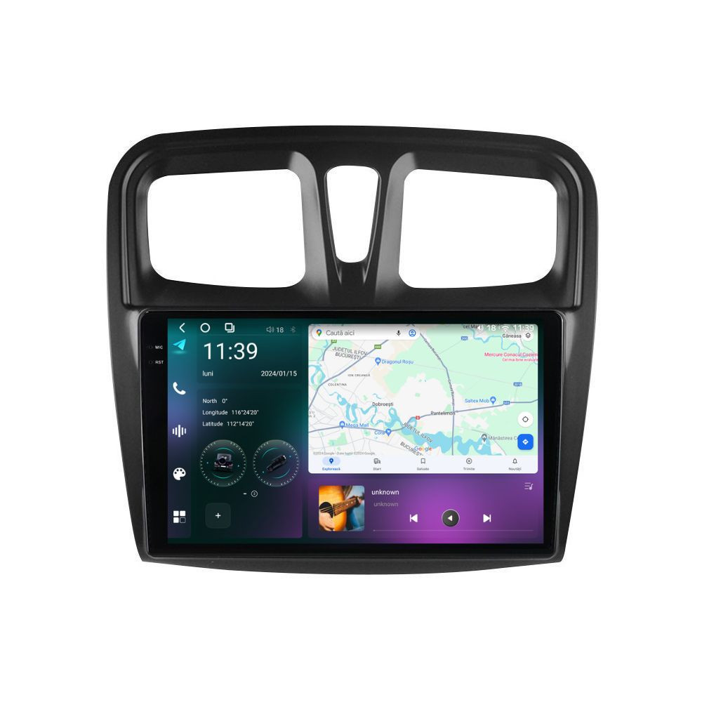 Navigatie dedicata cu Android Dacia Sandero II 2012 - 2020, 12GB RAM, Radio GPS Dual Zone, Display 2K QLED 10.36" Touchscreen, Internet Wi-Fi si slot SIM 4G, Bluetooth, MirrorLink, USB