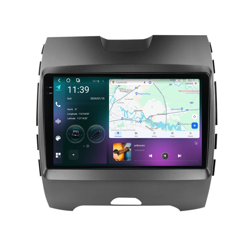 Navigatie dedicata cu Android Ford Edge 2016 - 2021, 12GB RAM, Radio GPS Dual Zone, Display 2K QLED 9.5" Touchscreen, Internet Wi-Fi si slot SIM 4G, Bluetooth, MirrorLink, USB