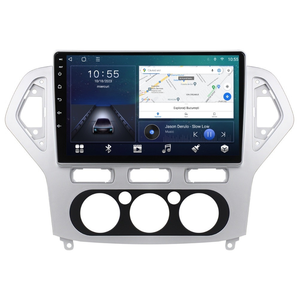 Navigatie dedicata cu Android Ford Mondeo IV 2007 - 2011, clima manuala, 2GB RAM, Radio GPS Dual Zone, Display HD QLED 10" Touchscreen, Internet Wi-Fi si slot SIM 4G, Bluetooth, MirrorLink, 