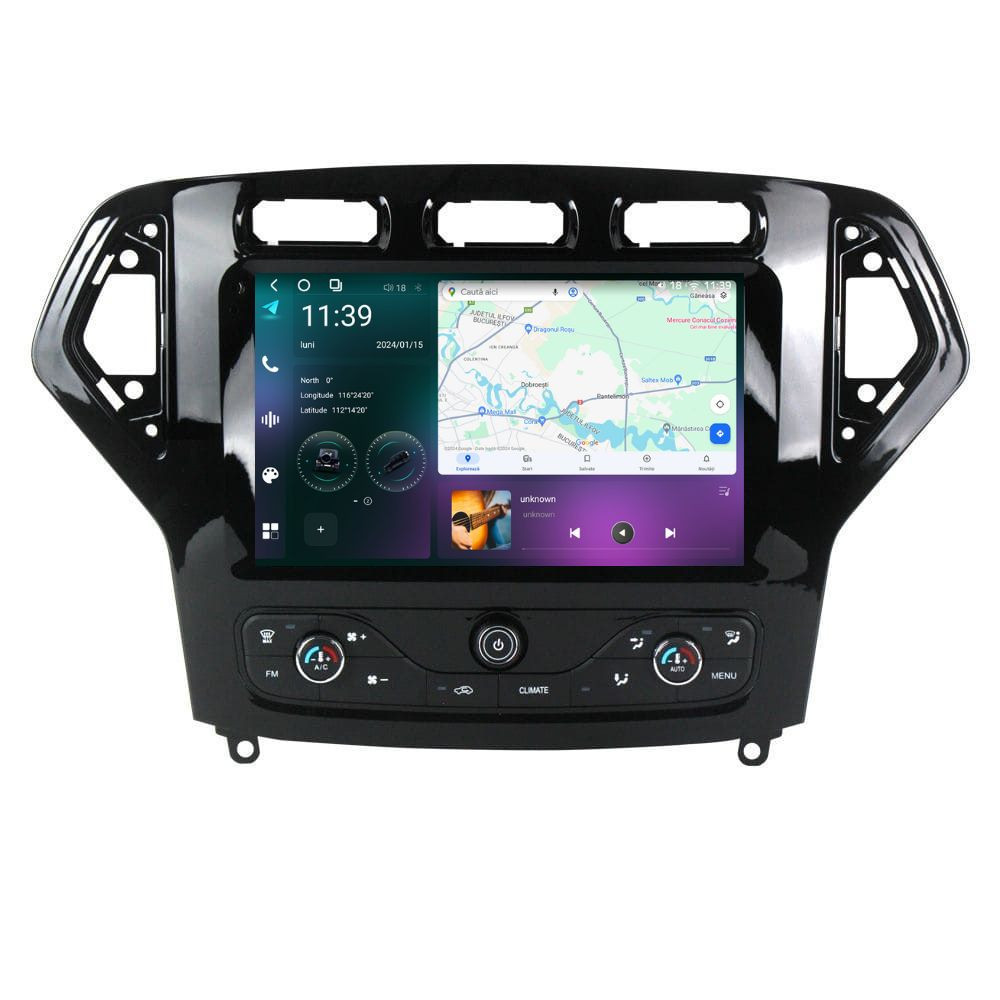 Navigatie dedicata cu Android Ford Mondeo IV 2007 - 2011 cu navigatie originala, 12GB RAM, Radio GPS Dual Zone, Display 2K QLED 9.5" Touchscreen, Internet Wi-Fi si slot SIM 4G, Bluetooth, Mi