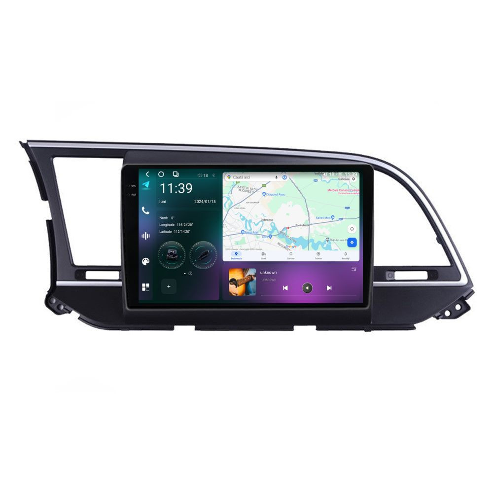 Navigatie dedicata cu Android Hyundai Elantra VI 2015 - 2018, 12GB RAM, Radio GPS Dual Zone, Display 2K QLED 9.5" Touchscreen, Internet Wi-Fi si slot SIM 4G, Bluetooth, MirrorLink, USB