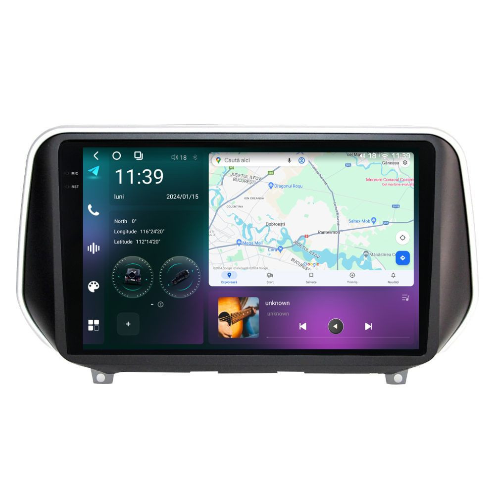 Navigatie dedicata cu Android Hyundai Santa Fe IV dupa 2018, 12GB RAM, Radio GPS Dual Zone, Display 2K QLED 10.36" Touchscreen, Internet Wi-Fi si slot SIM 4G, Bluetooth, MirrorLink, USB