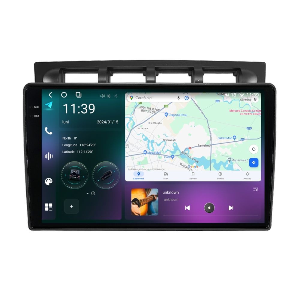 Navigatie dedicata cu Android Kia Picanto I 2004 - 2007, 12GB RAM, Radio GPS Dual Zone, Display 2K QLED 9.5" Touchscreen, Internet Wi-Fi si slot SIM 4G, Bluetooth, MirrorLink, USB