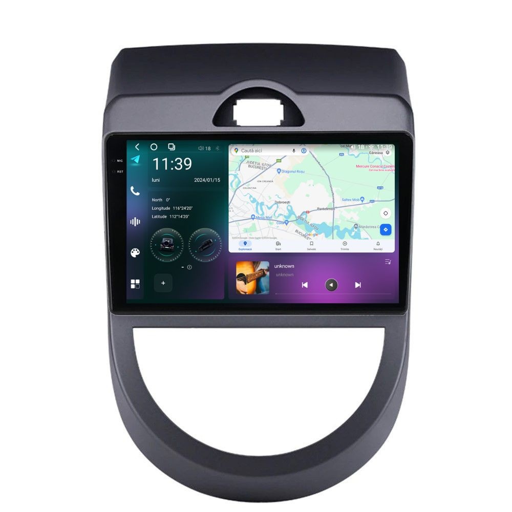 Navigatie dedicata cu Android Kia Soul 2009 - 2013, 12GB RAM, Radio GPS Dual Zone, Display 2K QLED 9.5" Touchscreen, Internet Wi-Fi si slot SIM 4G, Bluetooth, MirrorLink, USB