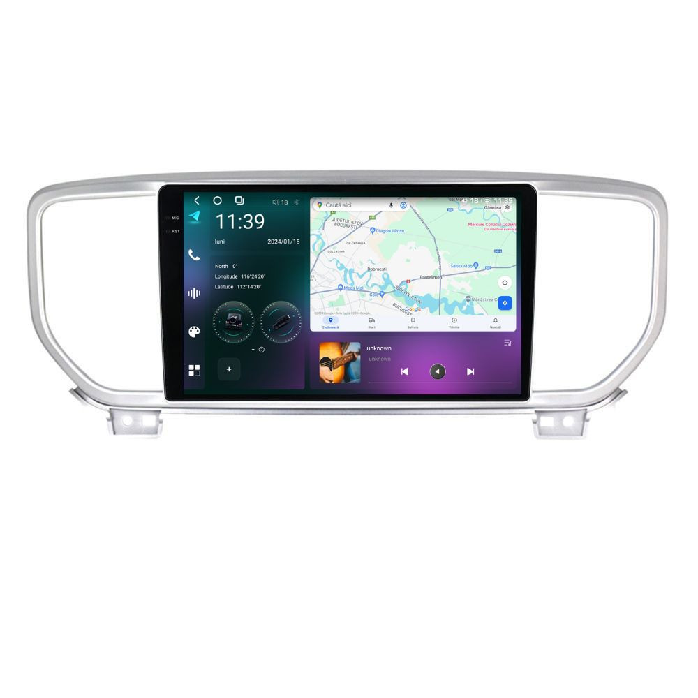 Navigatie dedicata cu Android Kia Sportage 2018 - 2021, 12GB RAM, Radio GPS Dual Zone, Display 2K QLED 9.5" Touchscreen, Internet Wi-Fi si slot SIM 4G, Bluetooth, MirrorLink, USB