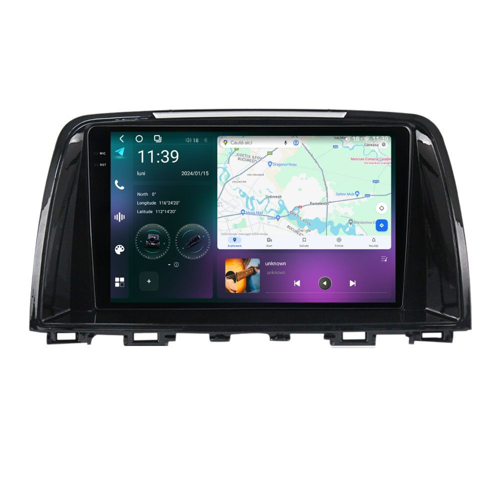 Navigatie dedicata cu Android Mazda 6 2013 - 2015, 12GB RAM, Radio GPS Dual Zone, Display 2K QLED 9.5" Touchscreen, Internet Wi-Fi si slot SIM 4G, Bluetooth, MirrorLink, USB