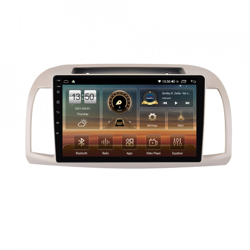 Navigatie dedicata cu Android Nissan Micra III 2003 - 2010, 8GB RAM, Radio GPS Dual Zone, Display HD QLED 9" Touchscreen, Internet Wi-Fi si slot SIM 4G, Bluetooth, MirrorLink, USB