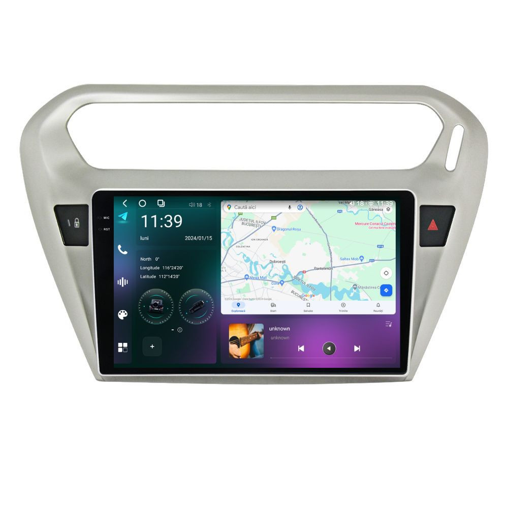 Navigatie dedicata cu Android Peugeot 301 dupa 2012, 12GB RAM, Radio GPS Dual Zone, Display 2K QLED 9.5" Touchscreen, Internet Wi-Fi si slot SIM 4G, Bluetooth, MirrorLink, USB