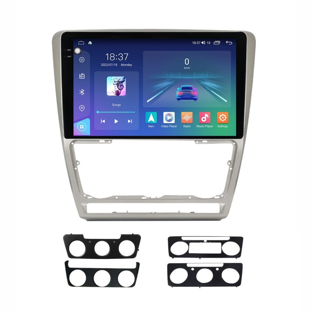 Navigatie dedicata cu Android Skoda Octavia II 2004 - 2013, gri, 8GB RAM, Radio GPS Dual Zone, Display 2K QLED 10.36" Touchscreen, Internet Wi-Fi si slot SIM 4G, Bluetooth, MirrorLink, USB